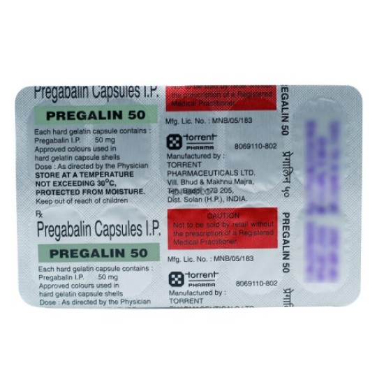 Pregalin 50 Mg Only 0.82 per Capsules for Nerve Pain Relief